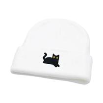 Gorro De Malha Com Padrão De Gato Preto Para Homens E Mulheres, Quente Para Outono E Inverno