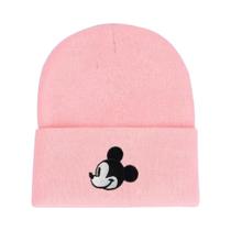 Gorro De Malha Mickey Mouse Quente De Inverno Sólido Estilo Hip-hop Casual Com Punho Para Mulheres E