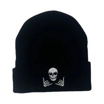 Gorro De Malha Unissex Quente De Inverno Com Bordado De Caveira, Touca Para Esqui Ao Ar Livre,