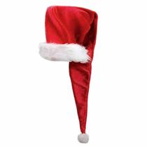 Gorro de Papai Noel Adulto Veludo Touca Vermelho Natal 74 Cm