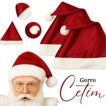 Gorro De Papai Noel Kit Com 20 Touca De Cetim Liso Vermelho Gorro De Papai Noel Kit Com 20 Touca De Cetim Liso Vermelho