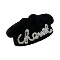 Gorro De Pele De Coelho Com Letras Em Pérola Quente E Macia, Boina Octogonal Para Outono E Inverno