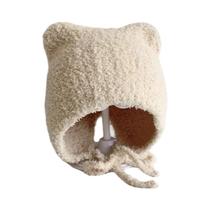 Gorro De Pelúcia Para Bebês, Quente, Em Cores Sólidas, Com Proteção Para as Orelhas, Para Meninos E