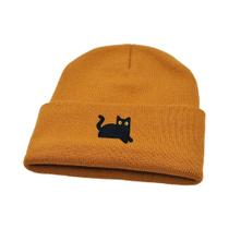 Gorro De Tricô Com Padrão De Gato Preto Para Homens E Mulheres, Quente Para Outono E Inverno