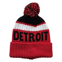 Gorro de tricô com pompom, aba dobrada, para o inverno, fãs de esporte