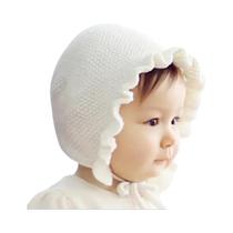 Gorro De Tricô Feito À Mão Para Bebê Recém-Nascido Moda De Outono Capuz Com Renda Monocamada