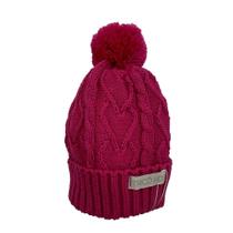 Gorro de Tricô Para Meninas Com Pompom Rosa Forte Gorro de Tricô Para Meninas Com Pompom Rosa Forte