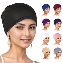 Gorro de turbante elástico feminino Chemo Hat Commonie Solid x9