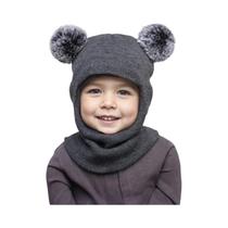 Gorro E Cachecol De Inverno Em Tricô Para Bebês (Meninos E Meninas) Com Pompom Fofo - Proteção