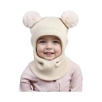 Gorro E Cachecol De Inverno Em Tricô Para Bebês (Meninos E Meninas) Com Pompom Fofo - Proteção