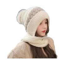 Gorro E Cachecol Feminino De Inverno Quente Em Tricô, Protetor De Orelha Elástico À Prova De Vento Gorro E Cachecol Feminino De Inverno Quente Em Tricô, Protetor De Orelha Elástico À Prova De Vento