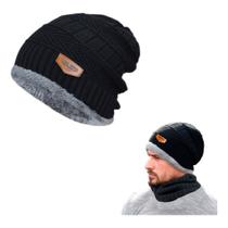 Gorro e Cachecol Gola Pescoço Inverno Forrado Pelúcia Masculino e Feminino