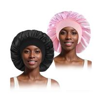 Gorro Elástico De Borda Larga Grande Feminino 2 Peças De Seda Suave Para Cabelo Reto Enrolado Chapéu