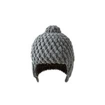 Gorro feito à mão em acrílico cinza tricotado para adultos Gorro feito à mão em acrílico cinza tricotado para adultos