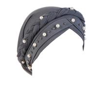 Gorro feminino Beading Índia Muçulmano Ruffle Cancer Chemo Beanie Turbante Wrap Cap Gorro feminino Beading Índia Muçulmano Ruffle Cancer Chemo Beanie Turbante Wrap Cap