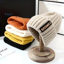 Gorro Feminino Chique De Tricô Respirável E Elástico De Acrílico Para Inverno Com Design De Etiqueta