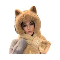 Gorro Feminino Com Orelhas De Gato E Pom-Pom, Forrado Com Lã Macia, Chapéu De Inverno Fofo, Boné De Gorro Feminino Com Orelhas De Gato E Pom-Pom, Forrado Com Lã Macia, Chapéu De Inverno Fofo, Boné De