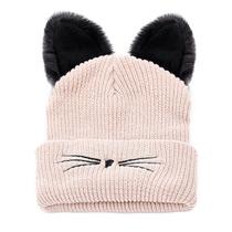 Gorro feminino Da Moda Com Orelhas De Gato Malha Acrílica Gorro feminino Da Moda Com Orelhas De Gato Malha Acrílica