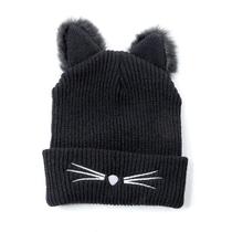 Gorro feminino Da Moda Com Orelhas De Gato Malha Acrílica Gorro feminino Da Moda Com Orelhas De Gato Malha Acrílica