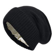 Gorro Feminino De Inverno Em Cashmere Com Forro De Cetim, Tricotado, Macio, Quente E Estilo Slouchy