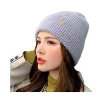 Gorro Feminino De Inverno Quente De Tricô À Prova De Vento Cor Lisa Multifuncional