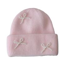 Gorro Feminino De Inverno Quente De Tricô À Prova De Vento Cor Lisa Multifuncional