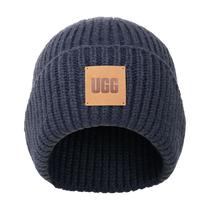 Gorro feminino UGG com logotipo Chunky Rib em acrílico azul/nylon/lã