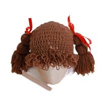 Gorro Infantil Com Peruca Encaracolada Para Meninas De 0 a 3 Anos, Feito À Mão, Fio De Lã, Gorro De Gorro Infantil Com Peruca Encaracolada Para Meninas De 0 a 3 Anos, Feito À Mão, Fio De Lã, Gorro De