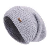 Gorro jaxmonoy Cashmere Slouchy para mulheres, cinza de inverno