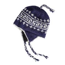 Gorro KOSHI de Lana Sherpa Tejido a Mano para Invierno, Color Azul Marino