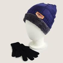 Gorro Masculino Touca Forrado Térmico + Luva Tamanho G Veludo Por Dentro e Quentinho