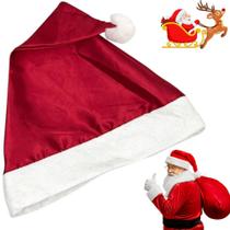 Gorro Papai Noel Cetim Kit 50 Peças Clima Feliz Natal Decoração Natalina Para Casa Família em Festa