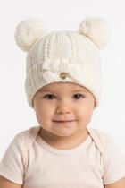 Gorro para Bebe de tricô Inverno Com laço e pompom Papilloo Gorro para Bebe de tricô Inverno Com laço e pompom Papilloo