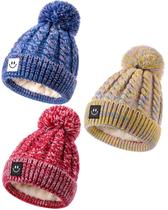 Gorro para bebês Hispeka, 3 pacotes, forrado de lã para 6 a 36 meses