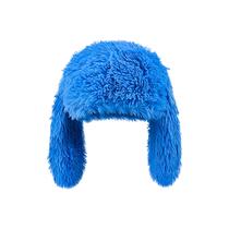 Gorro Pelúcia com Orelhas de Coelho - Quentinho e Fofo - Azul