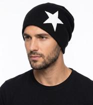 Gorro Preto Lã Masculino Estrela Branca Touca Beanie Basica Gorro Preto Lã Masculino Estrela Branca Touca Beanie Basica
