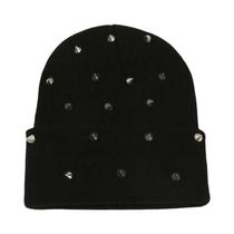 Gorro Punk Masculino Com Rebites, Touca Gótica De Caveira, Acessório De Inverno Quente De Tricô Para