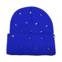 Gorro Punk Masculino Com Rebites, Touca Gótica De Caveira, Acessório De Inverno Quente De Tricô Para