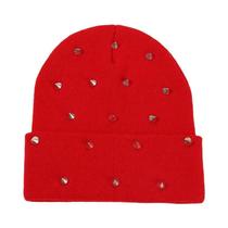 Gorro Punk Masculino Com Rebites, Touca Gótica De Caveira, Acessório De Inverno Quente De Tricô Para