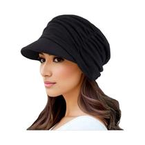 Gorro Quente De Cashmere Dupla Camada Com Capuz Para Outono Inverno, Com Aba Bico De Pato E Viseira