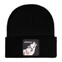 Gorro quente de inverno Lones Wolfs Knit Slouchy Cuffed Skul Gorro quente de inverno Lones Wolfs Knit Slouchy Cuffed Skul