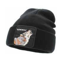 Gorro quente de inverno Lones Wolfs Knit Slouchy Cuffed Skul Gorro quente de inverno Lones Wolfs Knit Slouchy Cuffed Skul