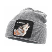 Gorro quente de inverno Lones Wolfs Knit Slouchy Cuffed Skul Gorro quente de inverno Lones Wolfs Knit Slouchy Cuffed Skul
