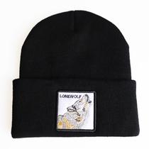 Gorro quente de inverno Lones Wolfs Knit Slouchy Cuffed Skul Gorro quente de inverno Lones Wolfs Knit Slouchy Cuffed Skul