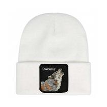 Gorro quente de inverno Lones Wolfs Knit Slouchy Cuffed Skul Gorro quente de inverno Lones Wolfs Knit Slouchy Cuffed Skul