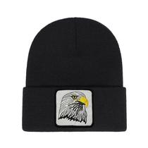 Gorro quente Eagle Winter, boné de caveira tricotado e desleixado