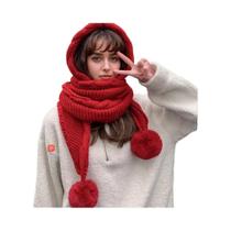 Gorro Térmico De Lã Feminino Com Cachecol Acoplado Para Inverno Extremamente Frio Conjunto De Gorro