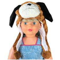 Gorro Touca De Bichinho Fantasia Cachorro Marrom e Branco