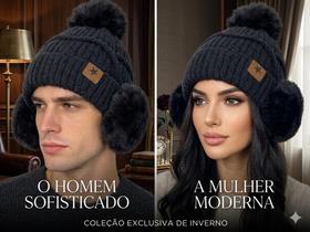 Gorro Touca Feminina/Mascurino Inverno Forrado Com Protetor De Orelha Estilo Coreano Com Ponpon