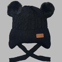 Gorro/Touca Infantil com dois pompom Amarrar liso Forrada Por Dentro para o inverno menino e menina moda novo 2023